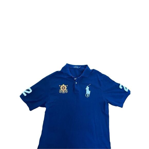 Polo Ralph Lauren Big Pony Crest Mesh Polo Big & Tall Men’s XLT Navy “2” VTG - Picture 12 of 14